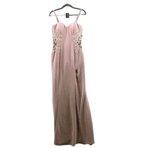 NWT Maniju Dress Split Side Leg Mauve Embroidered Crochet Side Sweetheart Sz M